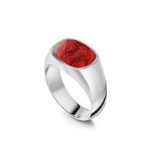 Load image into Gallery viewer, Men&#39;s Rounded Rectangular Signet Ashes Resin Ring - Silver
