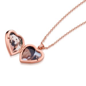 Diamond Set Personalised Heart Locket – Rose Gold