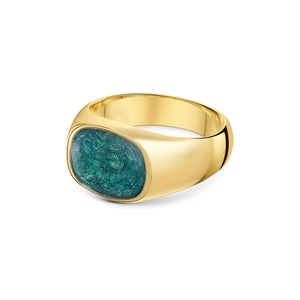 Rounded Rectangular Signet Ashes Resin Ring - Gold