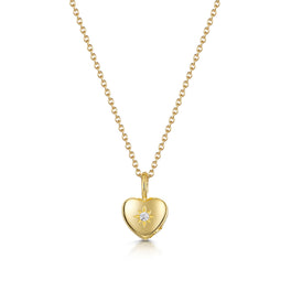 Tiny Crystal Heart Urn Ashes Necklace – Gold