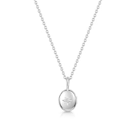 Tiny Crystal Oval Urn Ashes Necklace – Silver