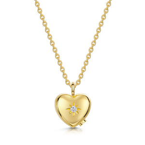 Large Crystal Heart Urn Ashes Necklace – Gold