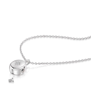 Large Crystal Oval Urn Ashes Necklace – Silver