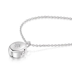 Large Crystal Oval Urn Ashes Necklace – Silver