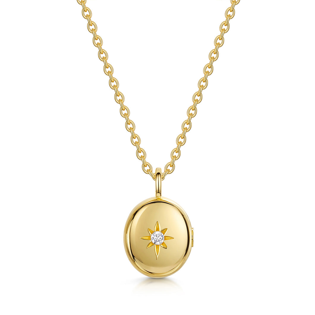 Large Crystal Oval Urn Ashes Necklace – Gold