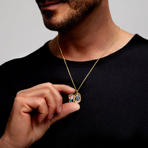 Men's Dog Tag Ashes Resin Locket - Gold