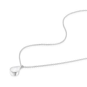 Teardrop Mother of Pearl Ashes Urn Necklace - Silver