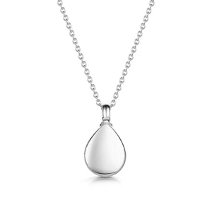 Teardrop Mother of Pearl Ashes Urn Necklace - Silver