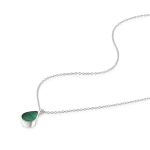 Teardrop Malachite Ashes Urn Necklace - Silver