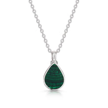 Load image into Gallery viewer, Teardrop Malachite Ashes Urn Necklace - Silver
