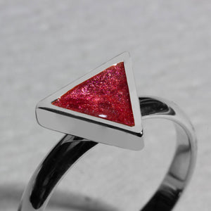 Triangular Ashes Resin Ring - Silver