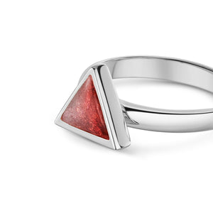 Triangular Ashes Resin Ring - Silver