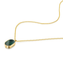 Load image into Gallery viewer, Small Malachite Dog Tag Locket - Gold
