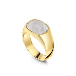 Rounded Rectangular Signet Ashes Resin Ring - Gold