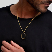 Load image into Gallery viewer, Men&#39;s Large Onyx Dog Tag Locket - Gold
