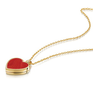 Coral Modern Heart Locket – Gold