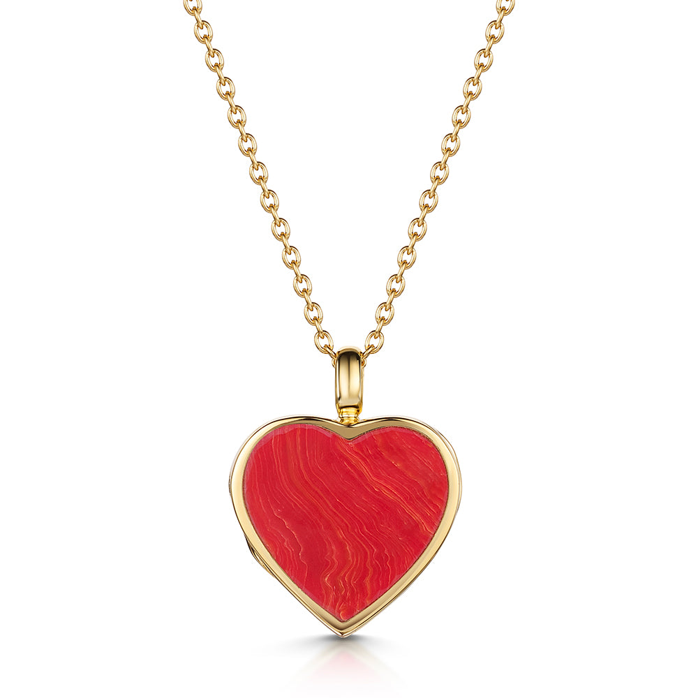 Coral Modern Heart Locket – Gold