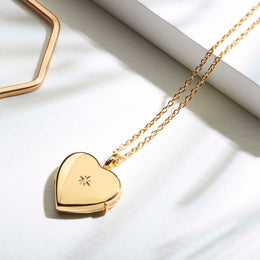 Diamond Set Personalised Heart Locket – Gold