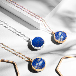 Lapis Lazuli Modern Round Locket – Rose Gold