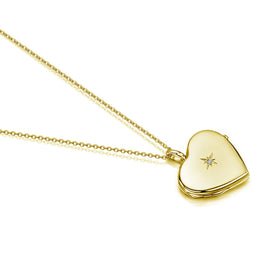 Diamond Set Personalised Heart Locket – Gold