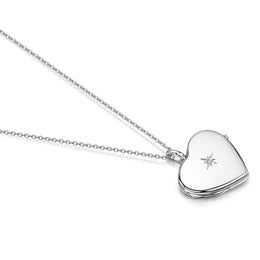 Diamond Set Personalised Heart Locket – Silver