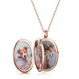 4 Photo Personalised Oval Locket – Rose Gold