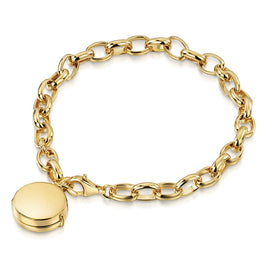 Links Round Locket Bracelet – Gold