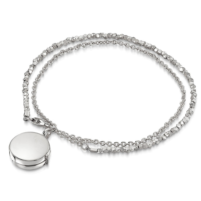 Sterling Silver Engraved Locket Bracelet for Her